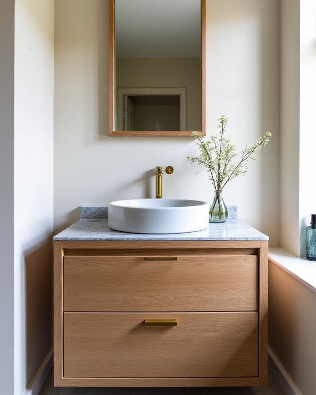 Oak Vanity with Marble Top, Dublin Residence