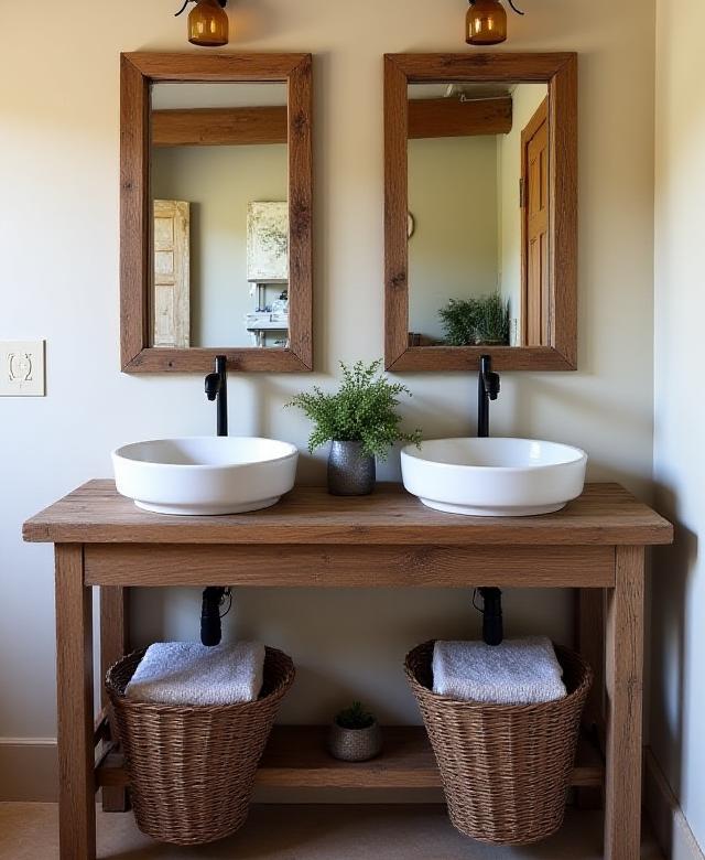 Reclaimed Wood Vanity with Twin Sinks, Rural Ireland