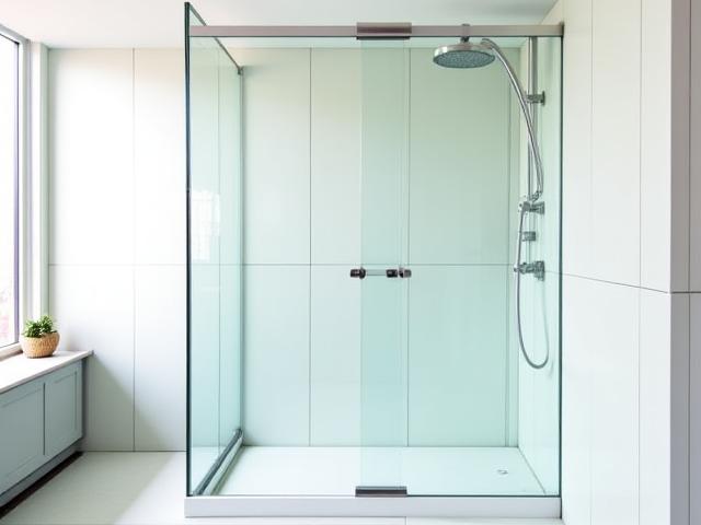 Elegant custom shower enclosure with sleek glass and minimalist hardware